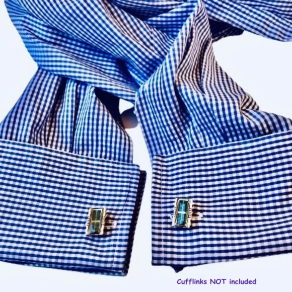 Ralph Lauren PURPLE LABEL Blue Checker Dress Shirt - Picture 12 of 13